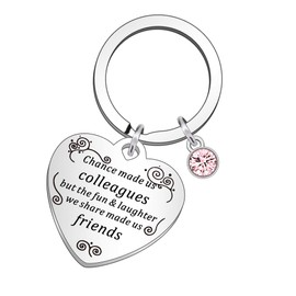 QMVMV Colleague Leaving Friendship Birthday Christmas Keyring Gifts For Women Keychain Engraved Chance Made Us Colleagues But The Fun & Laughter We Share Made Us Friends