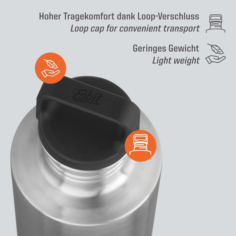 Esbit Sculptor Drinking Bottle Stainless Steel with Practical Loop Closure