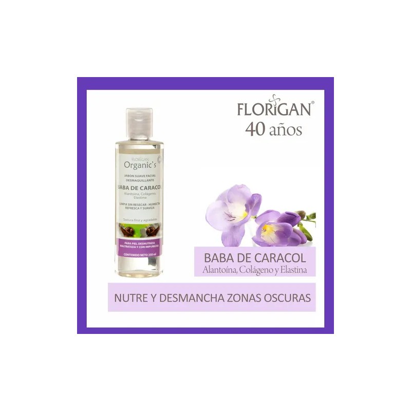 Jabón Facial Desmaquillante Baba De Caracol 250ml. Florigan