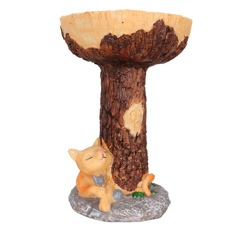 Cat Bird Bath Statue Durable Resin Bird Bath Bowl Exquisite