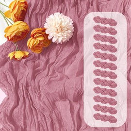 12 Pack Dusty Rose Cheesecloth Table Runner 17 x 108 Inch Gauze Table Runner Fabric Semi Sheer Cheese Cloth Table Decor Bulk for Rustic Romantic Wedding Baby Shower Table Decoration