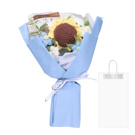 uxcell Crochet Flowers Bouquet, Sunflower Handmade Knitted Bouquet, Crochet Artificial Flower for Mother's Day Birthday, Graduation Bouquet, Blue