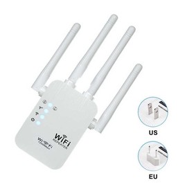AC1200 Dual Band WiFi Repeater, 2.4G 5G Signal Amplifier, Long Range Extender with 4x2dBi Antenna, WPA2 Security, 2 LAN Ports
