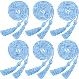 6 Pcs Graduation Cords Rope Belt Honor Cords Graduation Ceremonies Honors Cords Long Tassel for Graduation Photos Parties(Sky Blue)