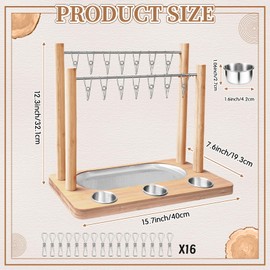 Triceratops Bacon Display Rack, Wood Bacon Serving Dishes, Bacon Hanger Charcuterie Cheese Board with Stainless Steel Serving Platter Tray, Ideal Warming Gifts (Set of 1, 2 Rows)