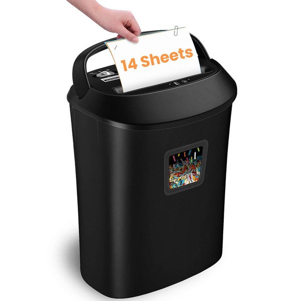 VidaTeco Paper Shredder 14-Sheet Cross-Cut Shredder with US Patented Cutter,Also