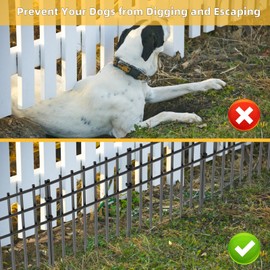 10 Pack Garden Animal Barrier Fence, 17in H x 10.8ft L, Black Modern Steel Garden Fence Panels