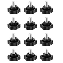 WUDQIJI Set of 12 M4 x 10mm 25mm Head Star Knob Handle Plastic Hex Clamping Knob Screw Stark Clamp Knob Knurling Bolt Male Screw Knurling Grip Star Knob Nut Thumb Screw Hand Tightening Knob Jig Screw
