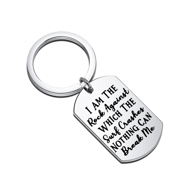 OKEYCH Book Inspired Gift I Am the Rock Against Keychain
