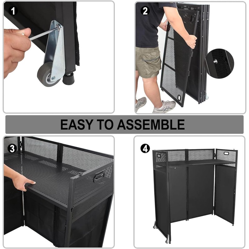 Sidasu DJ Facade Booth Table 40" x 20"-Portable with Black&White
