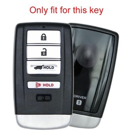 Real Leather Key Cover + Keychain compatible with Acura MDX RDX RLX ILX TLX 4 buttons