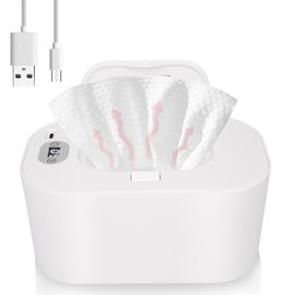 Calentador de Toallitas Humedas,Pantalla de LED, Temperatura Costante Intelligente,Ahorro de Energía Electricidad, Calentador de Toallitas para Bebés USB(Blanco)