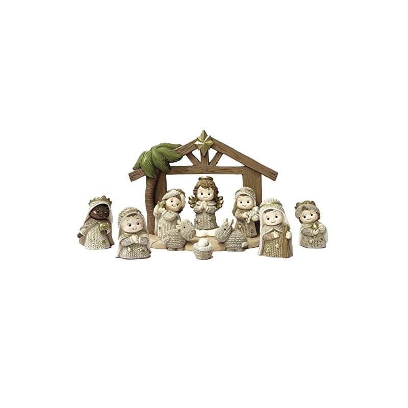 PABEN Children's Nativity Set with Resin Hut Havana Colour