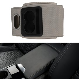 REPAIROCK Car Center Console Cover Center Console Cushion Multifunctional 13.78"x7.09"x2.76" Gray Black Lapa Leather