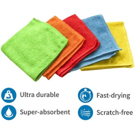S&T INC. 968601 Microfiber Cleaning Cloths, Reusable and Lint-Free Towels for Home, Kitchen and Auto, 50 Pack, Assorted, Multi Color