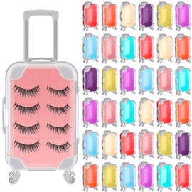 Tessco 50 Pack Mini Suitcase Party Favor Gift Box 6.69 x 3.74 x 1.97 Inches Plastic Luggage Empty Candy False Eyelashes Tiny Suitcase for Girl Birthday Trip Wedding Bachelorette Party Favors, 9 Color