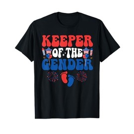 Keeper Of The Gender 4th Of July Gender Reveal family Party T-Shirt