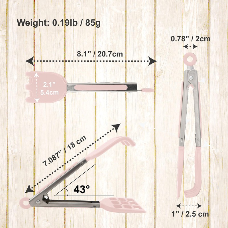 Mini Waffle Tongs by StarBlue Pink – 8 Inches Silicone