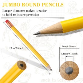 Fainne 96 Pcs Jumbo Pencil with Black Core, Cedar Wooden Pencil with Eraser for Carpenters Construction Beginners Workers Drawing Students Teachers School Office DIY Project(Yellow,Classic)