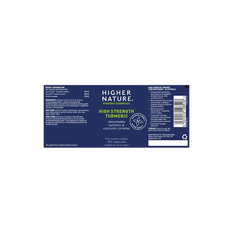 Higher Nature - Turmeric Capsules High Strength - Powerful Support