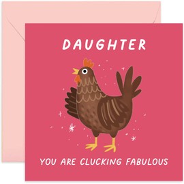 Old English Co. Funny Birthday Cards for Daughter - 'Clucking Fabulous' Hen Pun Birthday Card for Her - Well Done Thank You Card for Women - Female Birthday Card | Blank Inside Envelope
