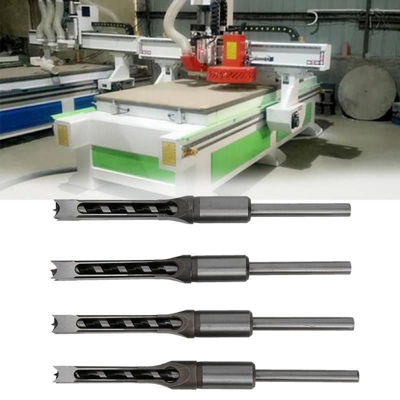 4Pcs Square Hole Drill Bits Woodworking Bearing Steel Wood Drilling