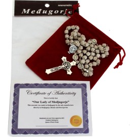 Holy Land Market Medjugorje Rosary - 20 in, Apparition Hill Stones, Saint Benedict Crucifix & Medals, Rosary Beads from Medjugorje