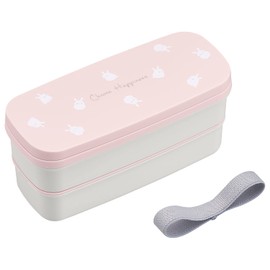 OSK PW-28K Choose Happiness Lunch Box, 2 Tiers (with Divider), Made in Japan, Pink