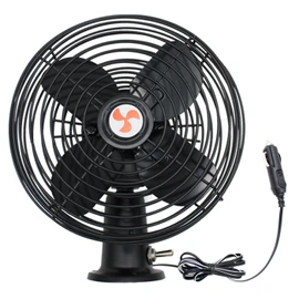 All-Metal 8" 12V RV Car Fan with Three-Way Switch, 6FT Cord | Screw-mounted heavy-duty 12V fan for truck, RV, camper, trailer, bus, boat; quiet operation; rotating airflow; 6-foot cord.