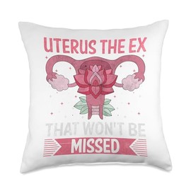 Funny Hysterectomy Recovery Women Get Well Saying Recovery Products Funny Hysterectomy Throw Pillow, 18x18, Multicolor