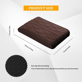 PACLVIO Car Armrest Cover, Auto Leather Waterproof Center Middle Console Cover Pad, Vehicle Memory Foam Armrest Seat Box Cushion Protector, Universal Car Accessories for Car, SUV, Truck, RV (Coffee)