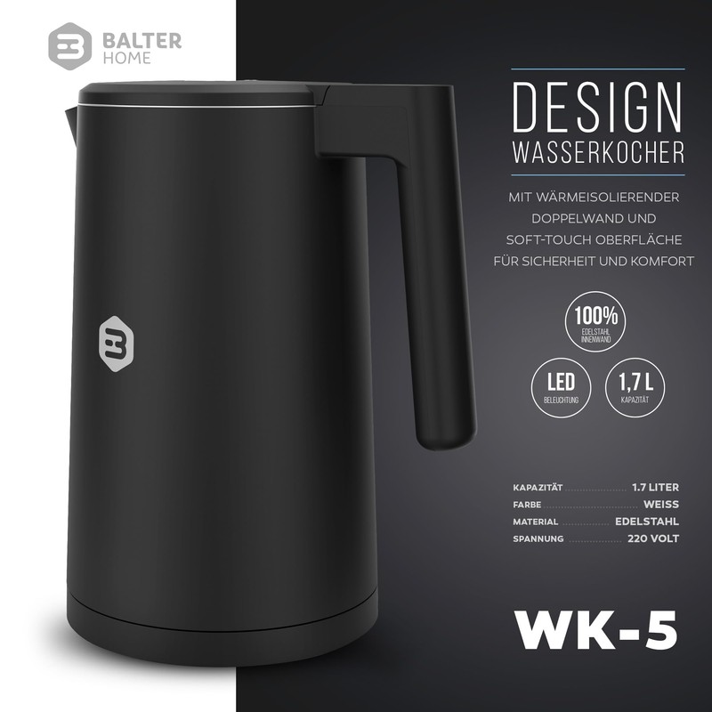 Balter WK-4-Touch Stainless Steel Kettle with Temperature Setting, 40 °C