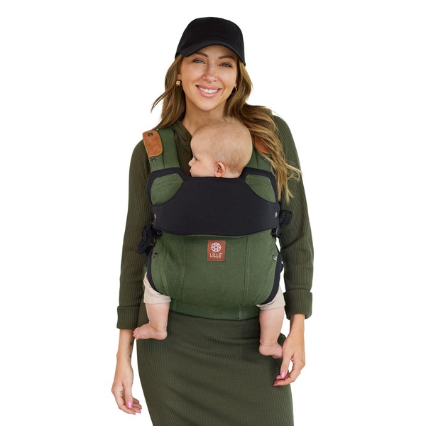 Lillebaby Elevate Ergonomic 6-in-1 Baby Carrier Newborn to Toddler - with Lumbar Support - for Children 7-45 Pounds - 360 Degree Baby Wearing - Inward & Outward Facing w/Tote and Pillow - Olive