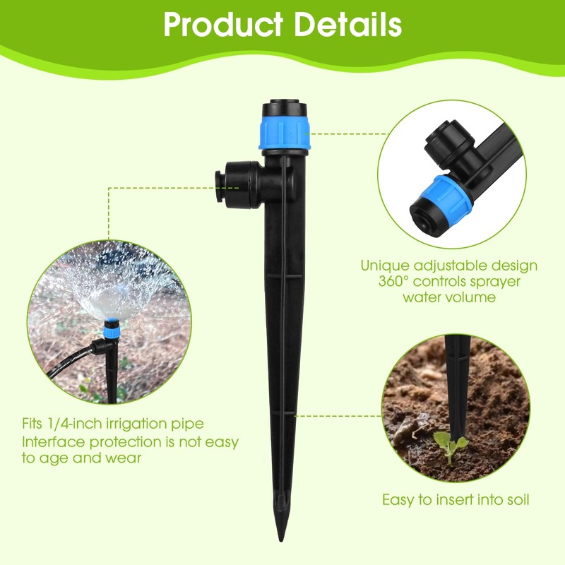 30 Pcs Water Irrigation Drippers, MSDADA Adjustable 360 Degree Fan