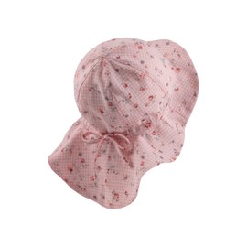 Sterntaler Sun Hat with Size Adjustment - Peaked Cap Baby with Neck Protection - Checked Summer Hat Girls with Tie Band UV 50 - Sun Hat Baby for Warm Beach Days, Pearl Pink, 41