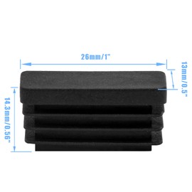 Waziaqoc 32pcs Rectangle Plastic Hole Plugs 1 x 1/2 Inch, Black Tube Insert Plug Cap Rectangular End Caps Floor Protector Tube Hole Cover for Table Chair Legs
