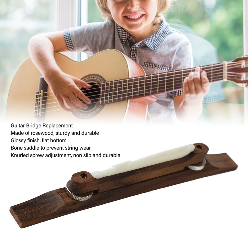 Guitar String Bridge Height Adjustable Wood Bridge Replacement Musical Instrument