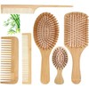 Peine de Madera Bambu, 6Pcs Cepillo Bambu Cabello, Peine de