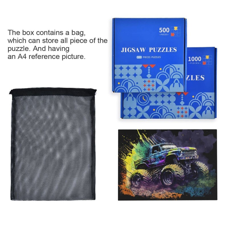 ZENWAWA Jigsaw Puzzle 500 Pieces (Cool Monster Truck), Car Theme