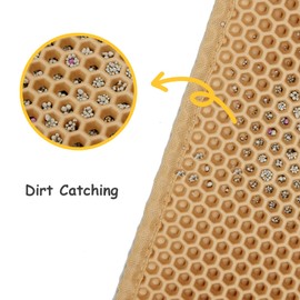 DOTPURFECT Cat Litter Mat, Double Layer Waterproof Urine Proof Trapping Mat, Non-Slip Design, Reduces Litter Scatter, Easy to Clean, 29.9 * 35.8 Inch, Beige