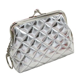 Plus Nao Coin Purse, Coin Purse, Coin Case, Mini Wallet, Trinket Case, Quilted, Keychain, Solid, Metallic, Cute, Compact - Silver