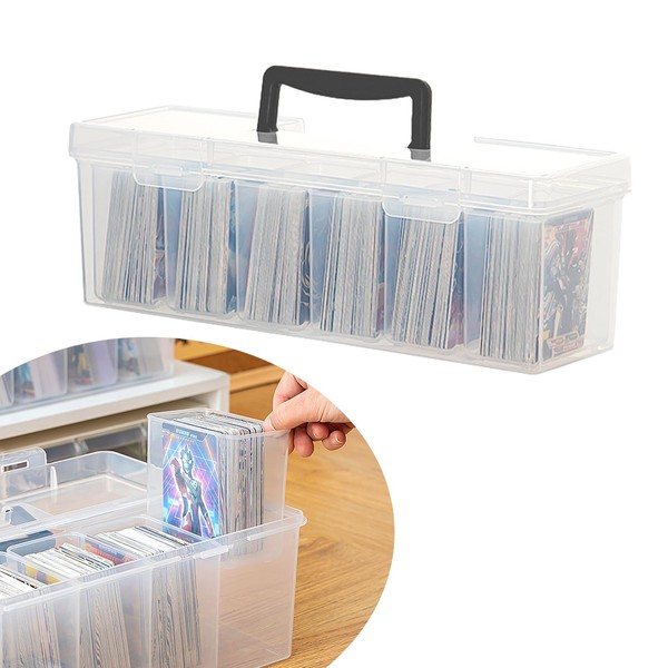 koundeneko Long Card Box with Handle, Large Capacity, Trading Card