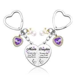 Mom Gifts from Daughter Son Mother Daughter Heart Matching Keyring Mom Birthday Presents for Mothers Day Christmas Valentines Day Birthday 2Pcs Hearts Keyrings Jewelry