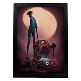 Nacnic Mechanic in T. Burton style. Illustrations of Jobs and Trades inspired by Burton's Dark and Goth art. Interior Design and Decoration. Size A3