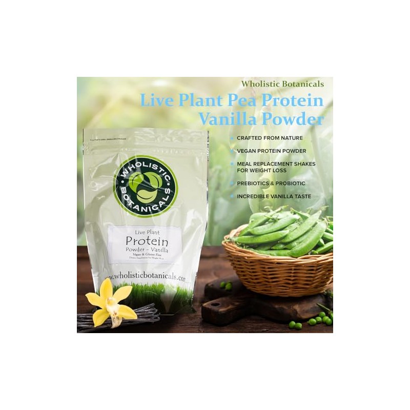 Live Plant Pea Protein Vanilla Powder by Wholistic Botanicals