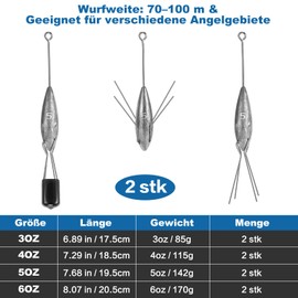 VEPEPE 2pcs/5oz High Performance Long Tail Fishing Weights Saltwater Surfcasting Lead Beach Sea Ocean Sand Fishing Spider Lead for Catfish, Saltwater, Ocean, Surfcasting and Beach Adventures