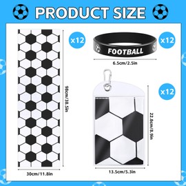 12 Pack Soccer Cooling Towel Bulk 38.5x11.8 in Sports Cooling Towels with Bags and Soccer Bracelets, Breathable Chilly Towels Soccer Ice Towels for Neck Fast Drying for Sport Party Favors Team Gift
