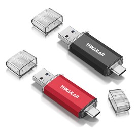 THKAILAR 2 Pack USB C Flash Drive 64GB 2 in one OTG USB 3.1 Thumb Drive, Memory Stick for Business Traveler Works, Compatible with Computers, MacBook Pro, Androidphones (Black&Red)