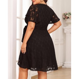 Plus Size Cocktail Dress Black Lace Women Wedding Guest Semi Formal Funeral Party Graduation Short Dresses Sleeve 2025