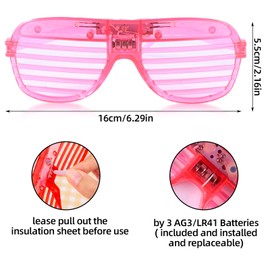 Indrnif Pack of 12 Flashing LED Glasses Glow Light LED Party Glasses Neon Light Glasses Fashion Shutter Shades Party Glasses LED Glasses for Party, Birthday Party, EDM, Carnival (Random Colour)